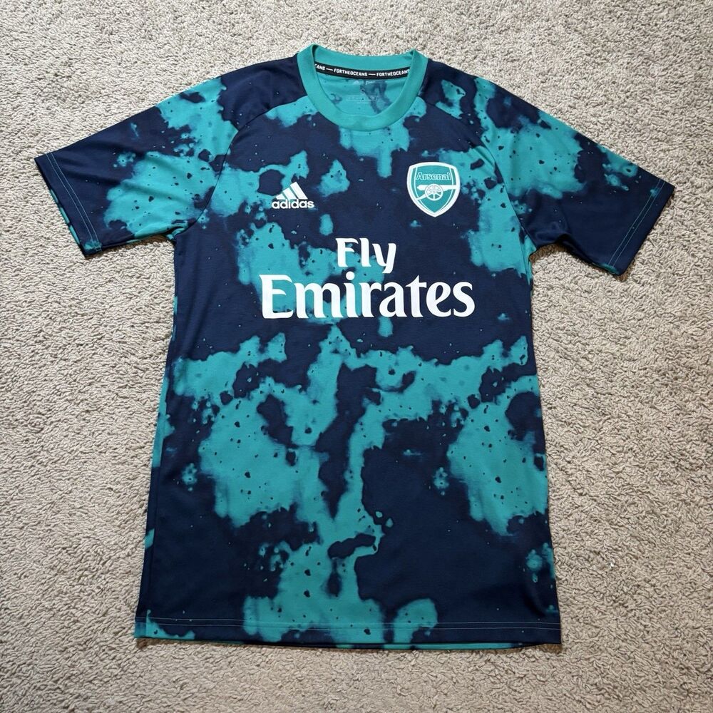 Arsenal Adidas Parley Pre-Match Jersey Shirt Small Navy Teal Fly Emirates Mens S